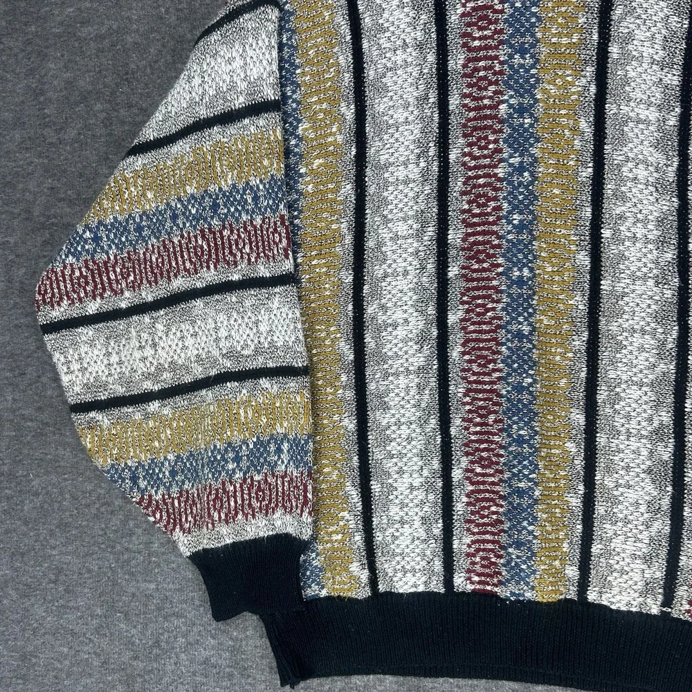 Vintage 80s Santana Sweater Mens Medium‎ Multicolor Textured Abstract Geometric